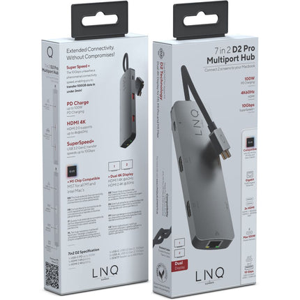 LINQ Connects 7in2 Pro USB-C 10Gbps Multiport Hub with Dual 4K HDMI and Ethernet for MacBook M1/M2