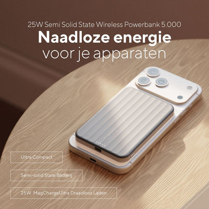 LINQ Connects - Magnetic Wireless Powerbank 25W - Semi-Solid State Battery - 5.000 mAh