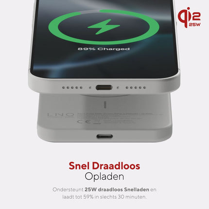 LINQ Connects - Magnetic Wireless Powerbank 25W - Semi-Solid State Battery - 5.000 mAh