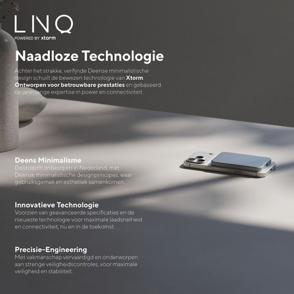 LINQ Connects - Magnetic Wireless Powerbank 25W - Semi-Solid State Battery - 5.000 mAh