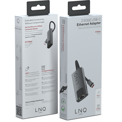 LINQ Connects USB-C to Ethernet Hub (Grey)