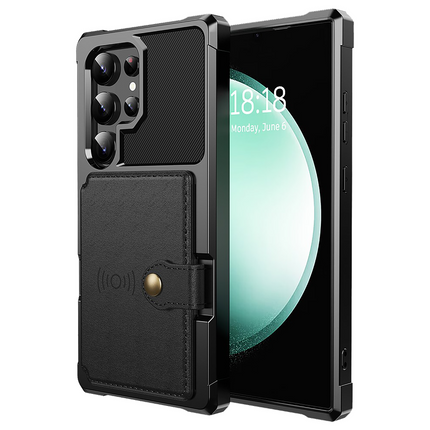 Samsung Galaxy S24 Ultra - Magnetic Card Holder Hybrid Case - Black