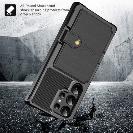 Samsung Galaxy S24 Ultra - Magnetic Card Holder Hybrid Case - Black
