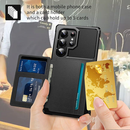 Samsung Galaxy S24 Ultra - Magnetic Card Holder Hybrid Case - Black