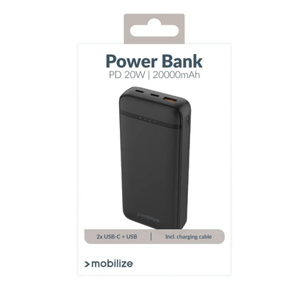 Mobilize Power Bank 20000Mah PD 20W Black - Casebump
