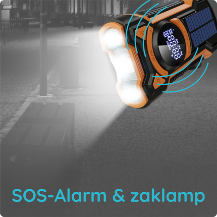 Emergency Solar Powered Hand Crank Radio with AM/FM/WB, Bluetooth Receiver and LED Flashlight - Black/Orange