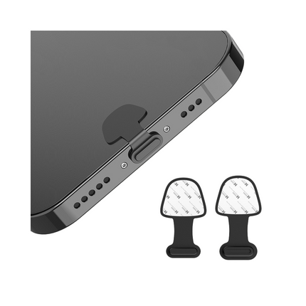 USB-C Port Covers with Adhesive Strip - Black (5-pack)