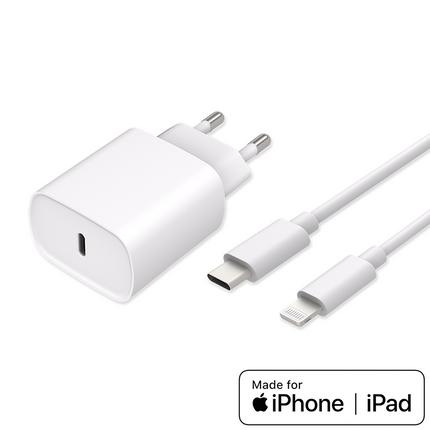 Essential 20W USB-C PD Adapter + USB-C to Lightning Cable - 150cm - White