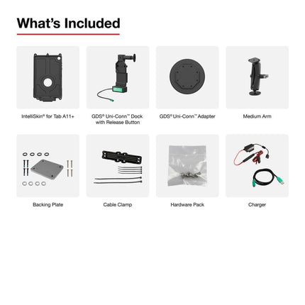 RAM Mounts - GDS Uni-Conn Vehicle Bundle for Samsung Tab A11+ - C-size - Medium Arm - RAM-GDS-U4-SAM88-1-KIT1