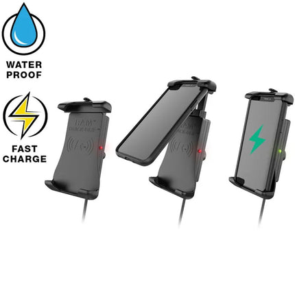 RAM Mounts - Quick-Grip 15W Waterproof Wireless Charging Holder with Ball - B-Size - RAM-HOL-UN14WB