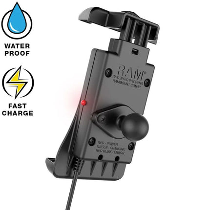 RAM Mounts - Quick-Grip 15W Waterproof Wireless Charging Holder with Ball - B-Size - RAM-HOL-UN14WB