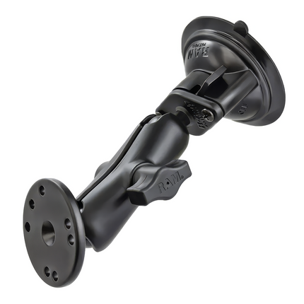 RAM Mounts - Twist-Lock™ Suction Cup Double Ball Mount with Round Plate - Medium - RAM-B-166-202U