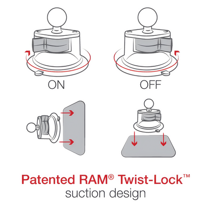 RAM Mounts - Twist-Lock™ Suction Cup Double Ball Mount with Round Plate - Medium - RAM-B-166-202U