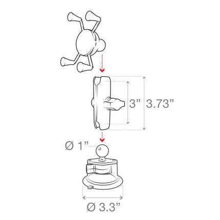 RAM Mounts - X-Grip Phone Mount with RAM Twist-Lock Suction Cup Base - RAM-B-166-UN7U