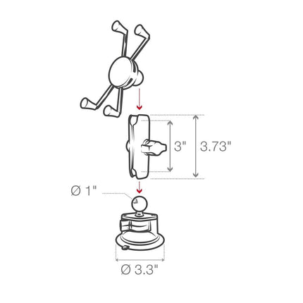 RAM Mounts - X-Grip Large Phone Mount with Twist-Lock Suction Cup - Medium - RAM-B-166-UN10U