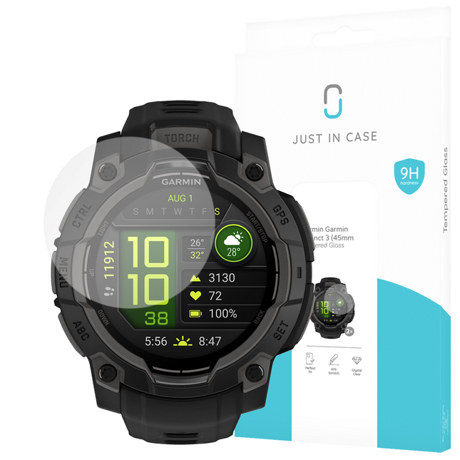 Garmin Instinct 3 (45mm) - 2 pack - Screenprotector Tempered Glass