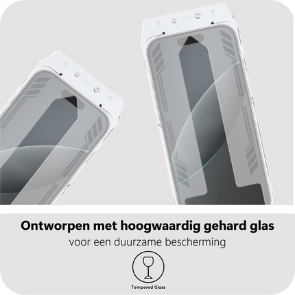 iPhone 17 / 17 Pro / 16 Pro - Tempered Glass Screenprotector with Applicator - 2 Pack