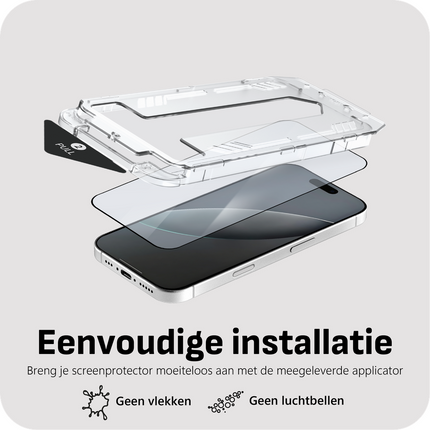 iPhone 17 / 17 Pro / 16 Pro - Tempered Glass Screenprotector with Applicator - 1 Pack