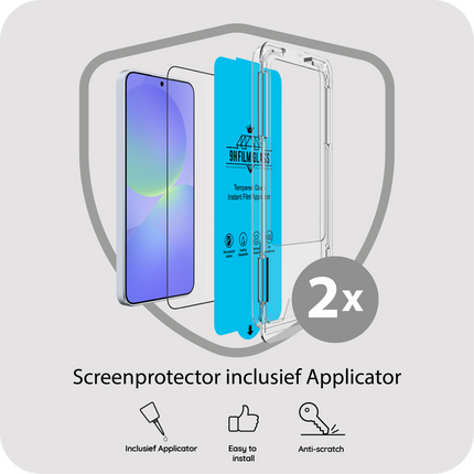 Samsung Galaxy A37 - Tempered Glass Screenprotector with Applicator - 2 Pack
