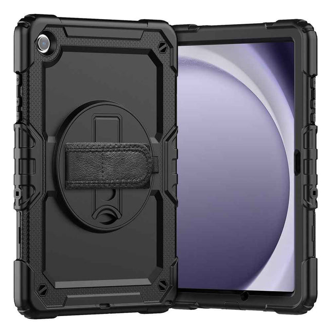 Samsung Galaxy Tab A9+ - Shockproof Case (PET Screenprotector/Hand Strap) - Black
