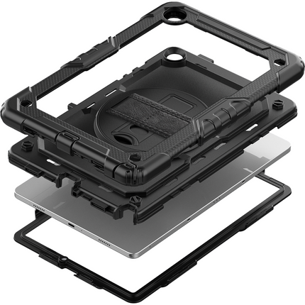 Samsung Galaxy Tab A9+ - Shockproof Case (PET Screenprotector/Hand Strap) - Black