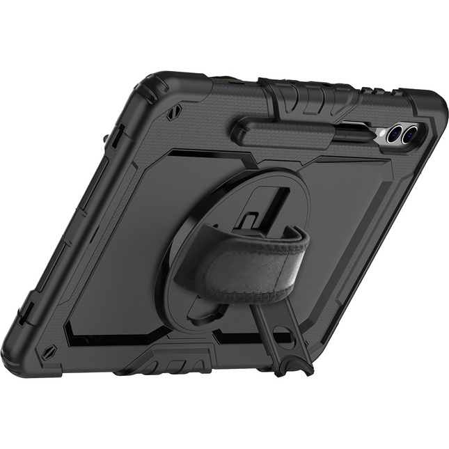 Samsung Galaxy Tab S10+ / S9+ / S9 FE+ - Shockproof Case (PET Screenprotector/Hand Strap) - Black