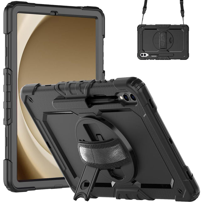 Samsung Galaxy Tab S10+ / S9+ / S9 FE+ - Shockproof Case (PET Screenprotector/Hand Strap) - Black