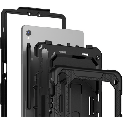 Samsung Galaxy Tab S9 / S9 FE / S10 FE / S10 Lite - Shockproof Case (PET Screenprotector/Hand Strap) - Black