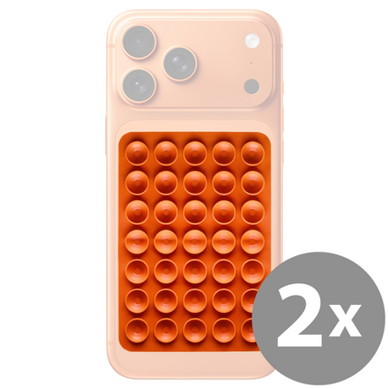 Silicone Suction Cup Phone Holder - Universal Fit - Orange - 2-Pack