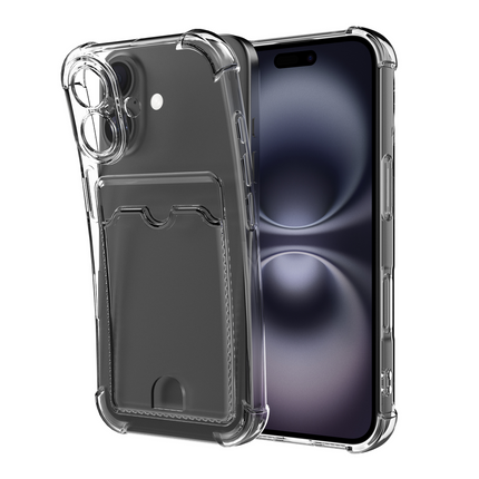 FlexImpact Case - iPhone 16 - TPU Impact Back Cover - (with cardslot) - Clear