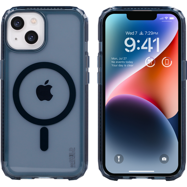 Achterkant van het smokey grey SoSkild hoesje op de iPhone 15