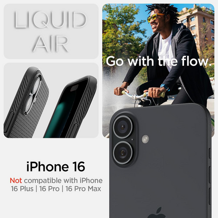 Spigen Case iPhone 16 - Liquid Air - Black