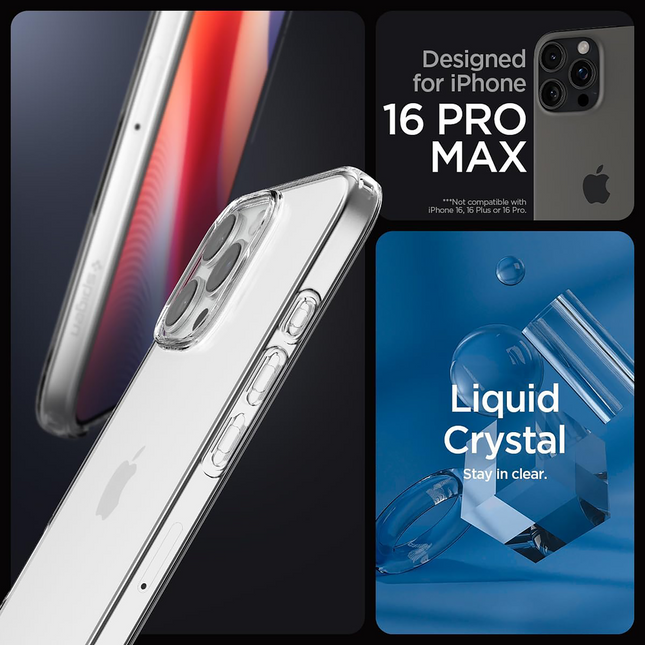 Spigen Liquid Crystal hoesje iPhone 16 Pro Max transparant, achterkant zonder MagSafe-ring