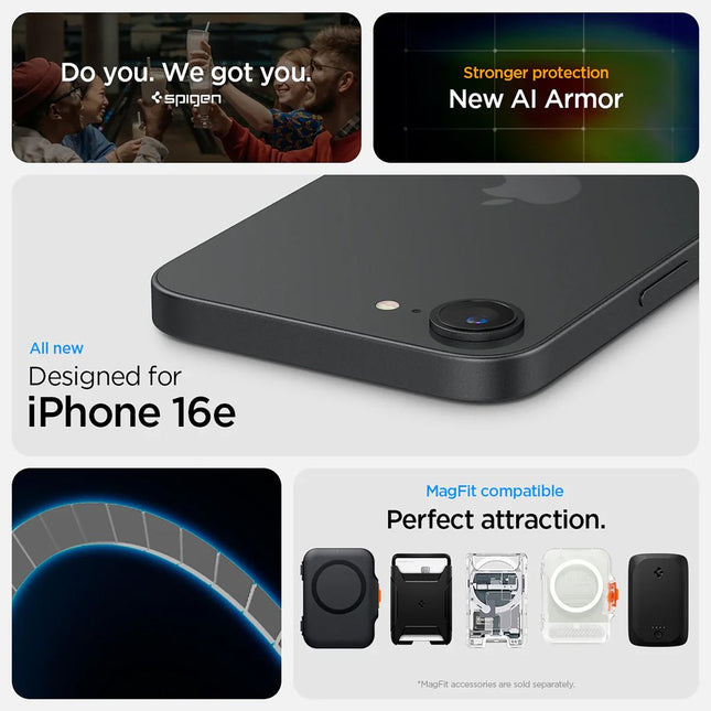 Achterkant van de Spigen Tough Armor MagFit hoesje voor iPhone 17e / 16e