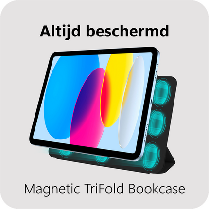 iPad 2025 (11th Gen) / iPad 2022 (10th Gen) - Magnetic Sleek TriFold Case - Black