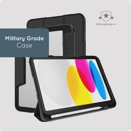 ArmorElite Case - iPad 2025 (11th Gen) / iPad 2022 (10th Gen) - Military Grade Trifold Cover - Black