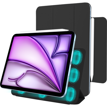 iPad Air 11 (M4 2026 / M3 2025 / M2 2024) - Magnetic Sleek TriFold Case - Black