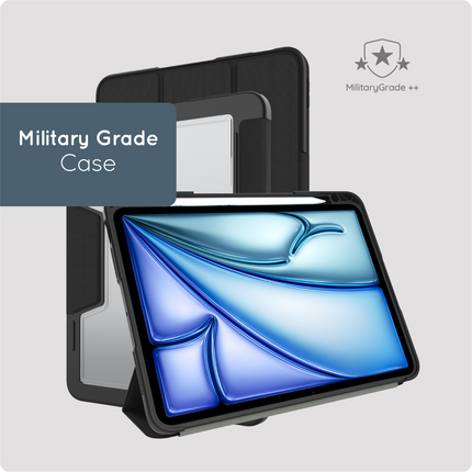 ArmorElite Case - iPad Air 11 (M4 2026 / M3 2025 / M2 2024) - Military Grade Trifold Cover - Black