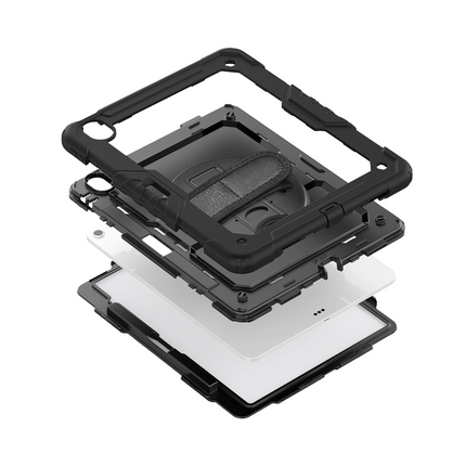 iPad Air 13 (M4 2026 / M3 2025 / M2 2024) - Shockproof Case (PET Screenprotector/Hand Strap) - Black