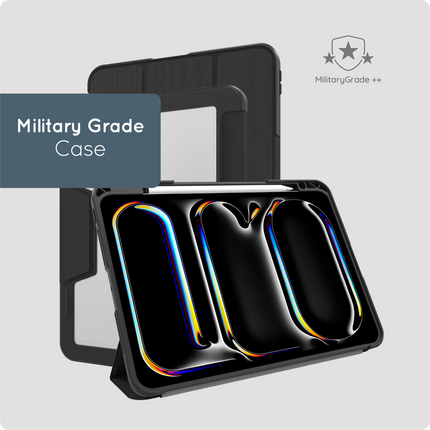 ArmorElite Case - iPad Pro 11 (M5 2025 / M4 2024) - Military Grade Trifold Cover - Black