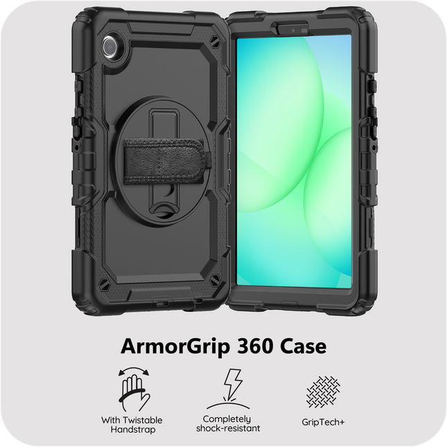 Samsung Galaxy Tab A11 - Shockproof Case (PET Screenprotector/Hand Strap) - Black