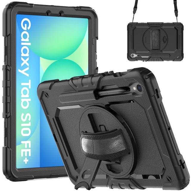 Samsung Galaxy Tab S10 FE+ - Shockproof Case (PET Screenprotector/Hand Strap) - Black