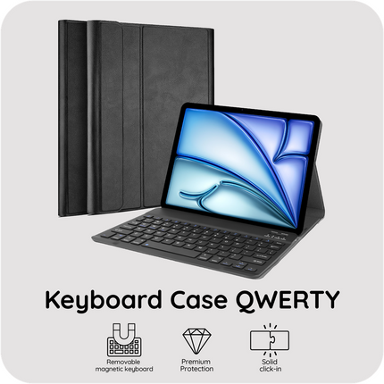 iPad Air 11 (M4 2026 / M3 2025 / M2 2024) - Premium Bluetooth Keyboard Cover Qwerty