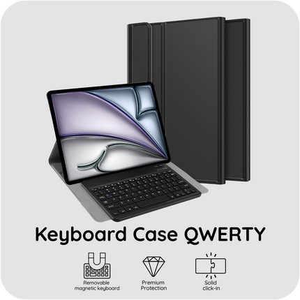 iPad Air 13 (M4 2026 / M3 2025 / M2 2024) - Premium Bluetooth Keyboard Cover Qwerty