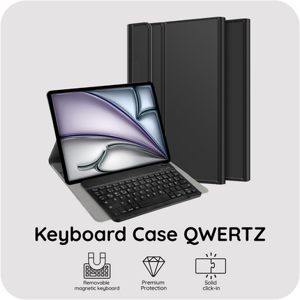 iPad Air 13 (M4 2026 / M3 2025 / M2 2024) - Premium Bluetooth Keyboard Cover Qwertz