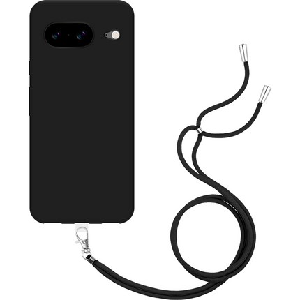 Lanyard Case - Google Pixel 8 - Soft TPU Protective Cover with Necklace - Black
