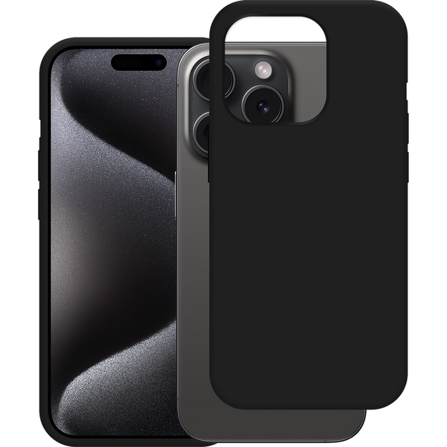 Lanyard Case iPhone 15 Pro zwart met koord, achteraanzicht