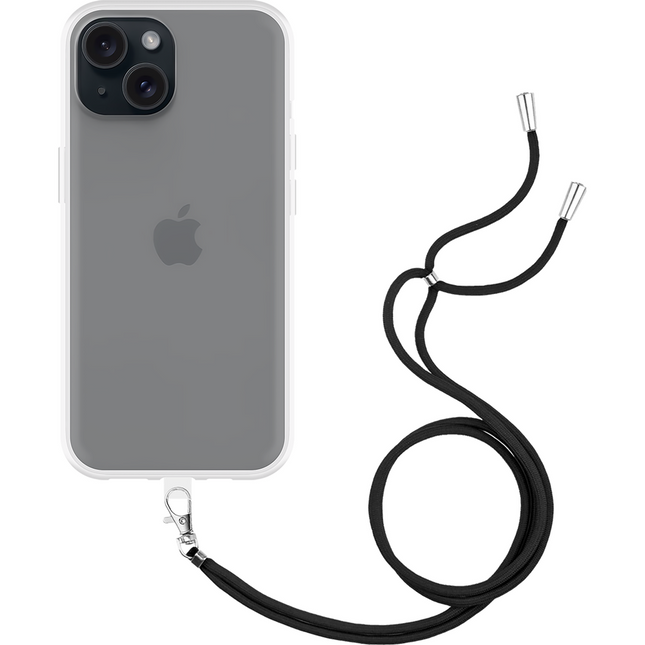 Casebump Lanyard Case met koord transparant om de iPhone 15 - vooraanzicht