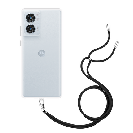Lanyard Case - Motorola Edge 50 Fusion (5G) - Soft TPU Protective Cover with Necklace - Clear