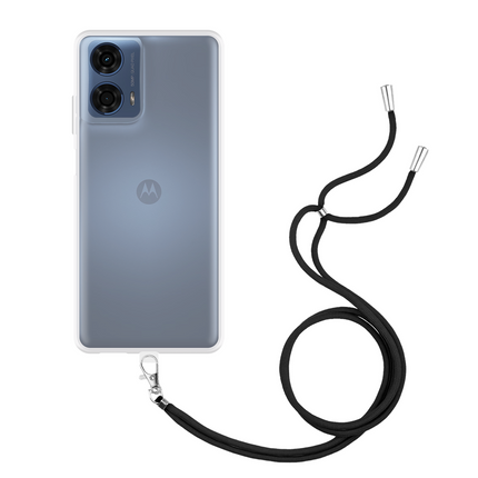 Lanyard Case - Motorola Moto G04 / G04s / G24 / G24 Power - Soft TPU Protective Cover with Necklace - Clear